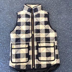 EEUC J Crew Puffer Vest Navy Gingham Size XXS